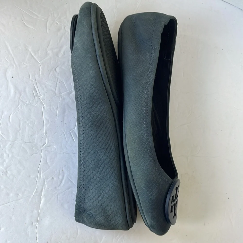 Tory Burch Suede Ballet Flats Size 7.5 teal